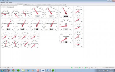Hodnoty z ICU, studeny motor, 1500ot/min