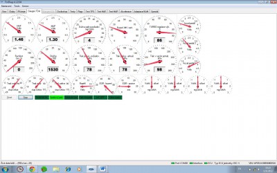 Hodnoty z ECU na zahratem motoru,1500ot/min