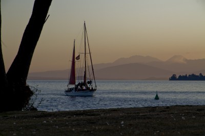 podvečer u jezera Taupo