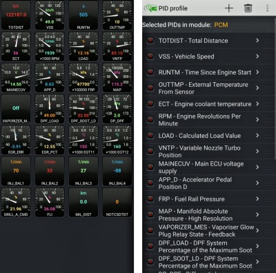 Vlevo nactene budiky s hodnotama<br />vpravo jejich nastaveni