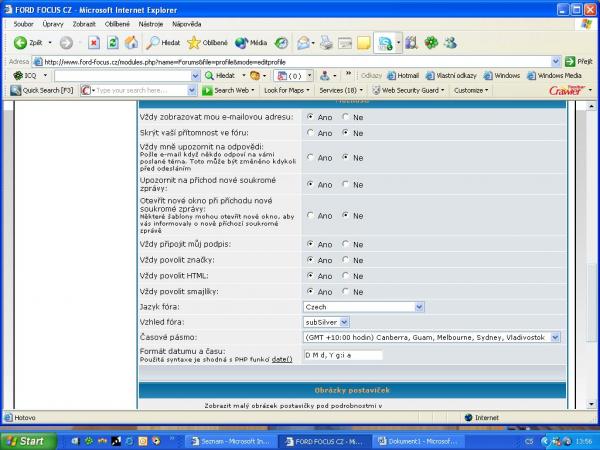 jde o nastavení profilu, toto...nebo ne?